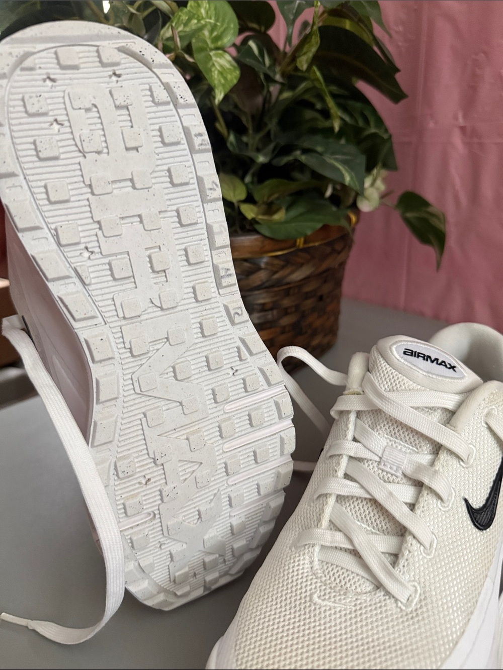 Nike Air Max Women's White Sneakers with Black Swoosh - Picture 3 of 5